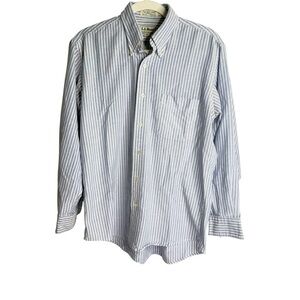 L.L. Bean Classic Men's Blue and White Striped Shirt Size 15.5/32